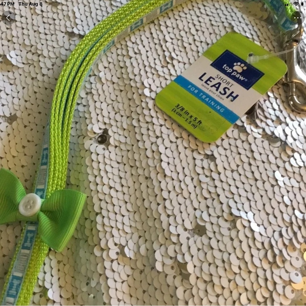 ✔️🌸Ⓜ️Top Paw vibrant green, blue training leash with bow. NWT.